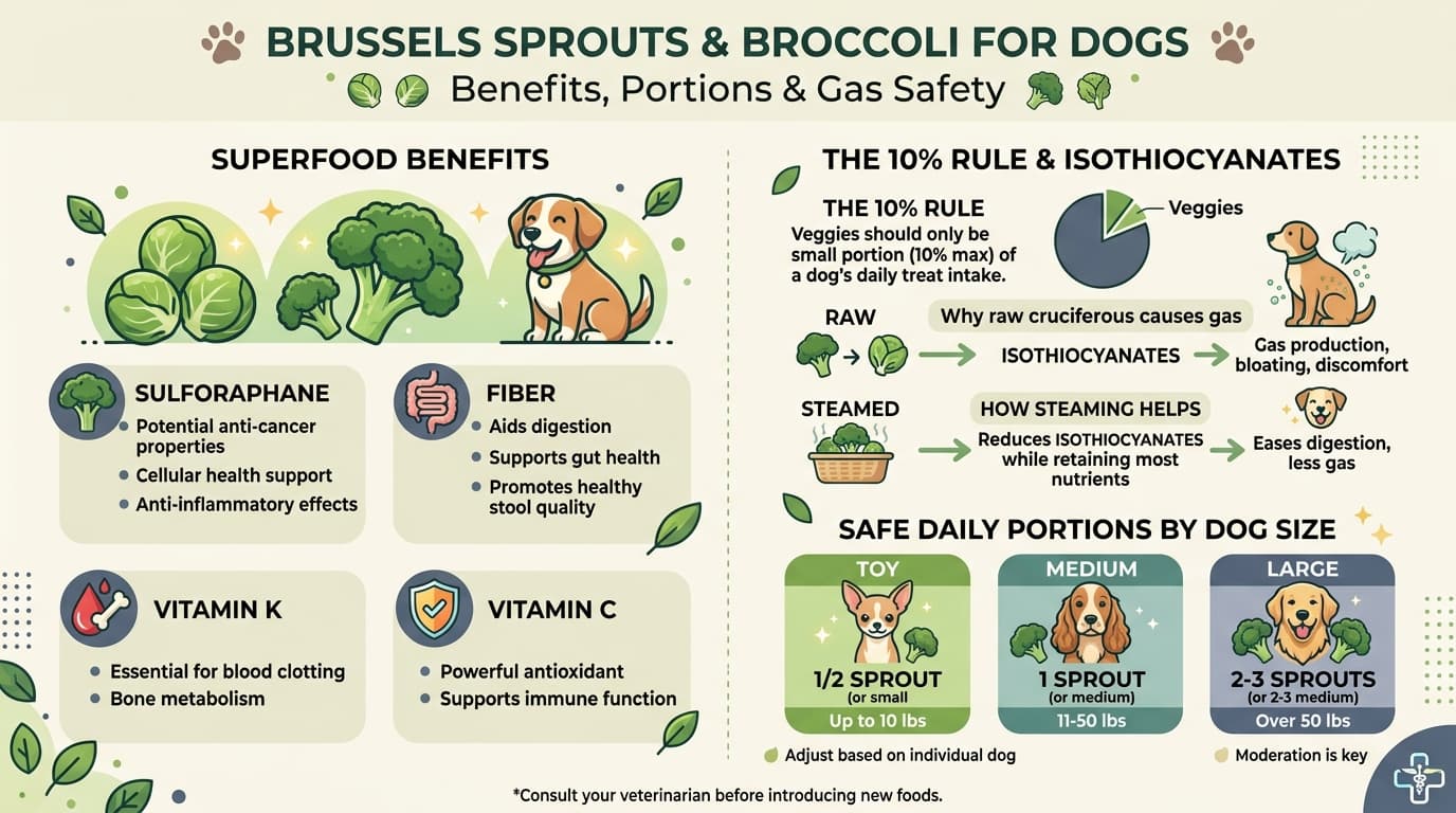 Brussels Sprouts and Broccoli for Dogs: Benefits, Portions, and Gas Safety Guide