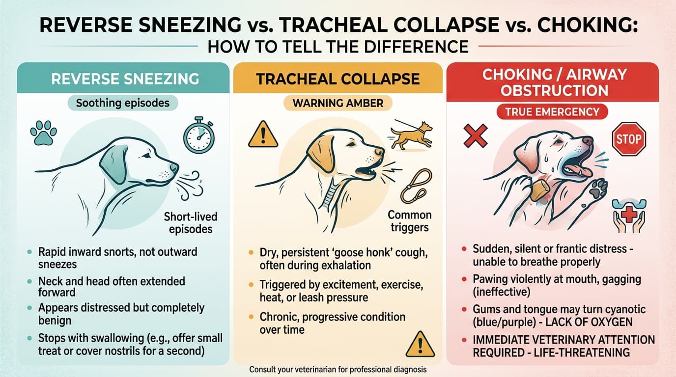 Reverse Sneezing vs Tracheal Collapse vs Choking Comparison Chart