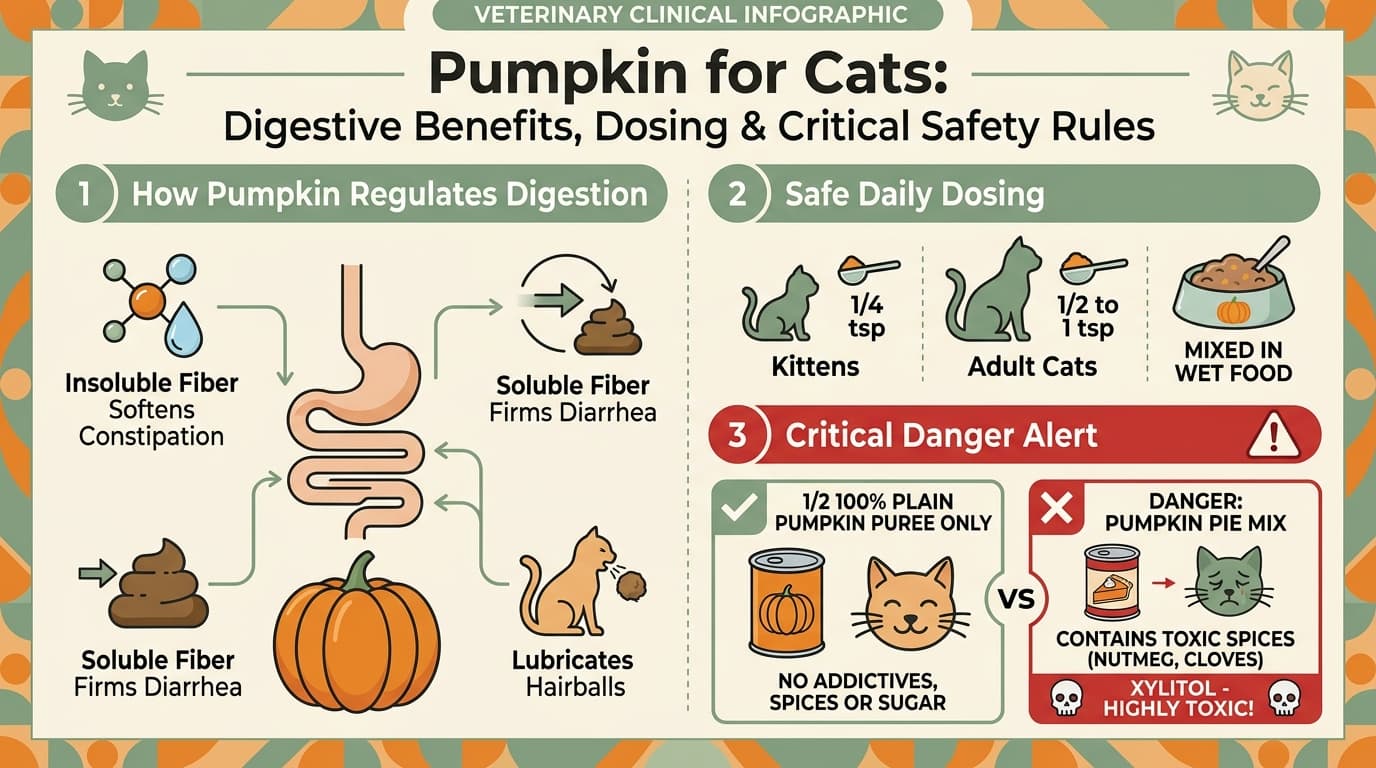 Pumpkin for Cats: Digestive Benefits, Dosing, and Safety Rules Infographic