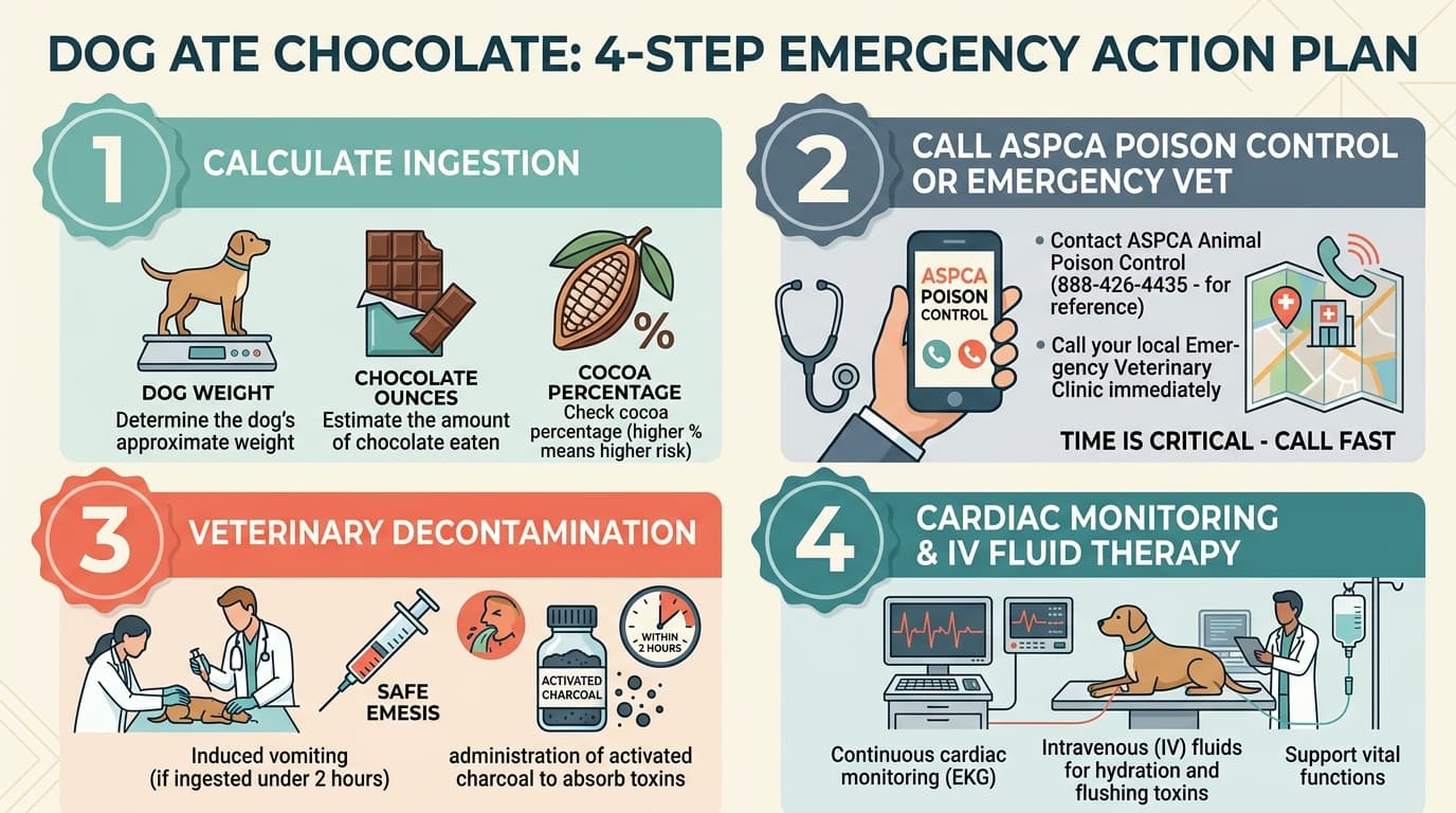 Dog Ate Chocolate 4-Step Emergency Action Plan Infographic