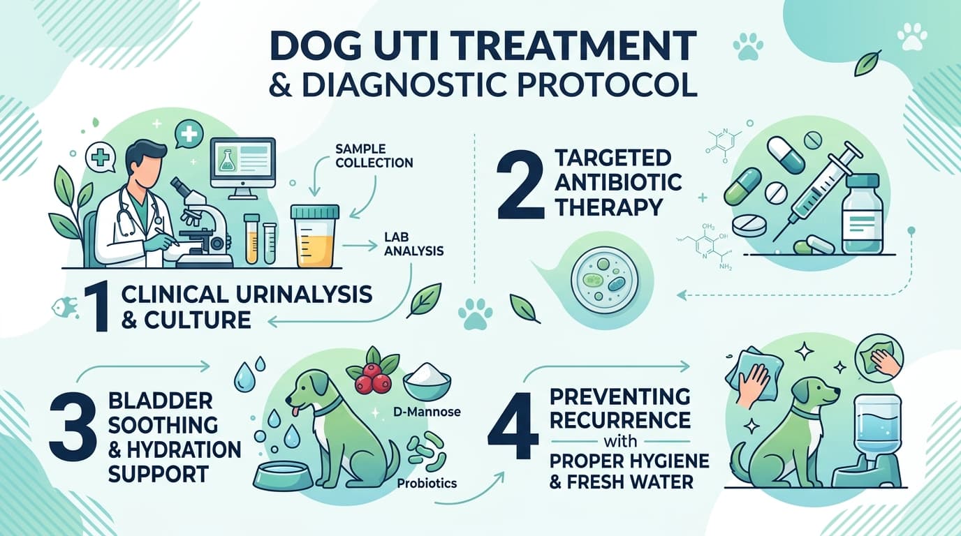 Dog UTI Treatment & Diagnostic Protocol Infographic